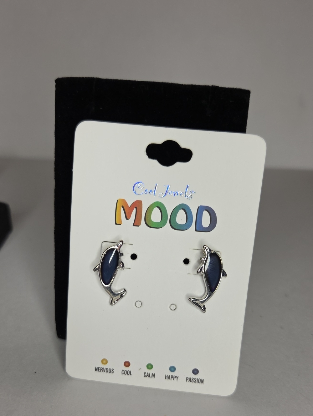 Mood Cool Dolphin Stud Earrings - Blue Silver